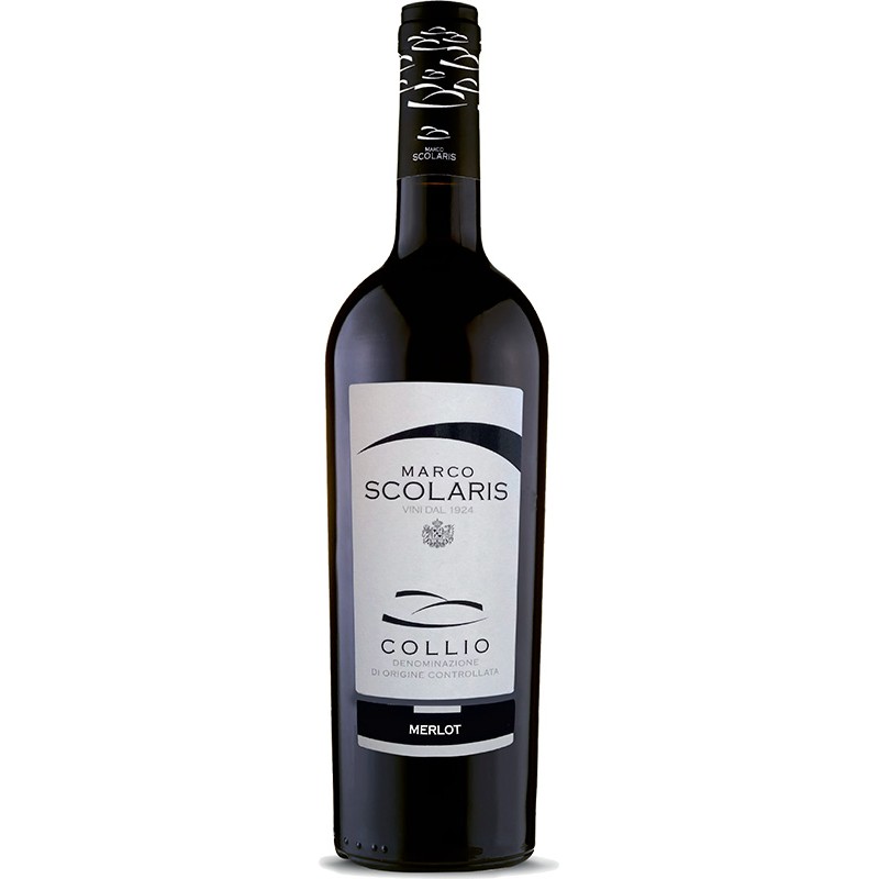 Red wine bottle Merlot DOC Collio