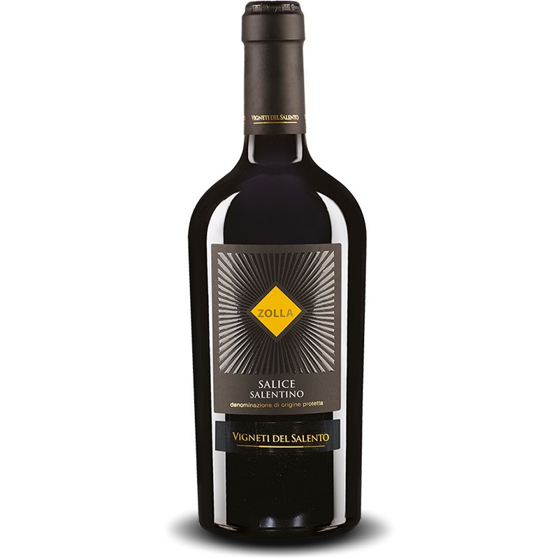 Italian red wine Zolla Salice Salentino DOP bottle