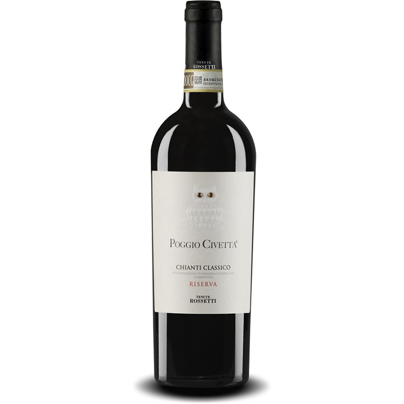 Italian red wine bottle Poggio Civeta one Chianti Classico DOCG Riserva from tuscany