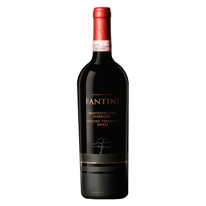 Italian red wine from abruzzo Fantini Montepulciano D’Abruzzo Colline Teramane DOCG bottle