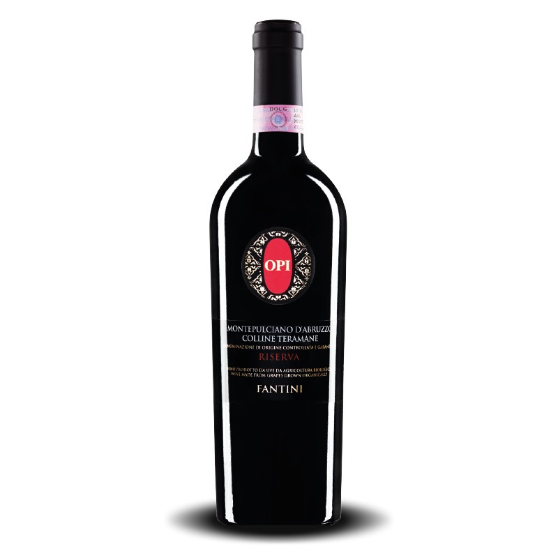 Italian red wine bottle from abruzzo OPI Montepulciano D’Abruzzo Colline Teramane DOCG Riserva - Organic